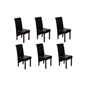 Sillas de comedor 6 unidades cuero sintético negro Sillas de comedor 6 unidades cuero sintético negro