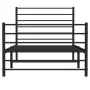 Bed frame with headboard and black metal footboard 75x190 cm by vidaXL, Beds and slatted bases - Ref: Foro24-352327, Price: 6...