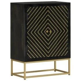 Sideboard mit 2 Türen aus schwarzem und goldenem Mangoholz, 55 x 30 x 75 cm von vidaXL, Sideboards - Ref: Foro24-352042, Prei...