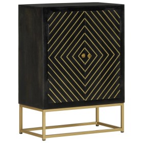 Sideboard with 2 black and gold mango wood doors 55x30x75 cm by vidaXL, Sideboards - Ref: Foro24-352042, Price: 220,87 €, Dis...