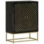 Sideboard with 2 black and gold mango wood doors 55x30x75 cm by vidaXL, Sideboards - Ref: Foro24-352042, Price: 230,40 €, Dis...