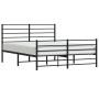 Black metal headboard and footboard bed frame 140x190 cm by vidaXL, Beds and slatted bases - Ref: Foro24-352337, Price: 90,36...