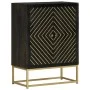 Sideboard with 2 black and gold mango wood doors 55x30x75 cm by vidaXL, Sideboards - Ref: Foro24-352042, Price: 230,40 €, Dis...