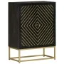 Sideboard with 2 black and gold mango wood doors 55x30x75 cm by vidaXL, Sideboards - Ref: Foro24-352042, Price: 230,40 €, Dis...