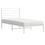 Bettgestell aus Metall mit weißem Kopfteil 90x200 cm von vidaXL, Betten und Lattenroste - Ref: Foro24-352361, Preis: 62,50 €,...