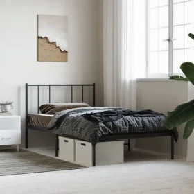 Bed frame with black metal headboard 100x200 cm by vidaXL, Beds and slatted bases - Ref: Foro24-352475, Price: 75,27 €, Disco...