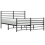 Black metal headboard and footboard bed frame 150x200 cm by vidaXL, Beds and slatted bases - Ref: Foro24-352339, Price: 112,0...