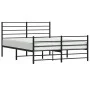 Black metal headboard and footboard bed frame 150x200 cm by vidaXL, Beds and slatted bases - Ref: Foro24-352339, Price: 110,0...