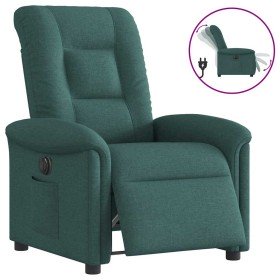 Sillón reclinable eléctrico tela verde oscuro Sillón reclinable eléctrico tela verde oscuro