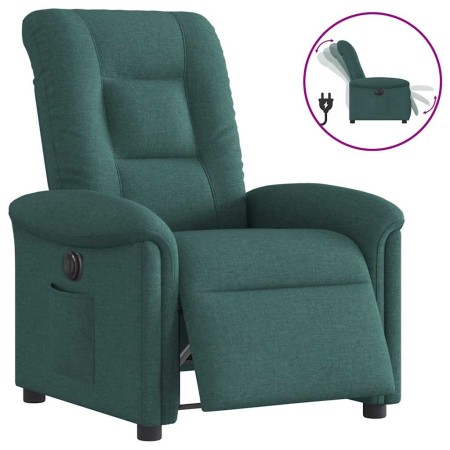 Sillón reclinable eléctrico tela verde oscuro