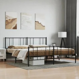 Black metal headboard and footboard bed frame 200x200 cm by vidaXL, Beds and slatted bases - Ref: Foro24-352505, Price: 120,9...