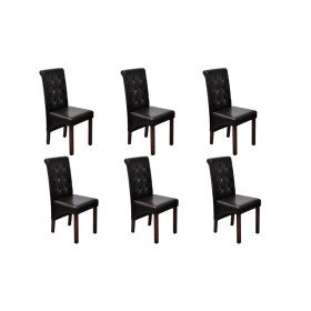 Sillas de comedor 6 uds cuero sintético marrón Sillas de comedor 6 uds cuero sintético marrón