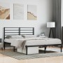 Bed frame with black metal headboard 140x190 cm by vidaXL, Beds and slatted bases - Ref: Foro24-352319, Price: 93,19 €, Disco...