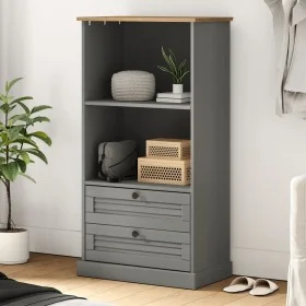 Librería VIGO madera maciza de pino gris 60x35x114,5 cm de vidaXL, Librerías y estanterías - Ref: Foro24-353186, Precio: 138,...