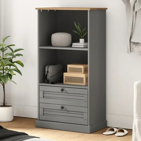 Librería VIGO madera maciza de pino gris 60x35x114,5 cm de vidaXL, Librerías y estanterías - Ref: Foro24-353186, Precio: 138,...