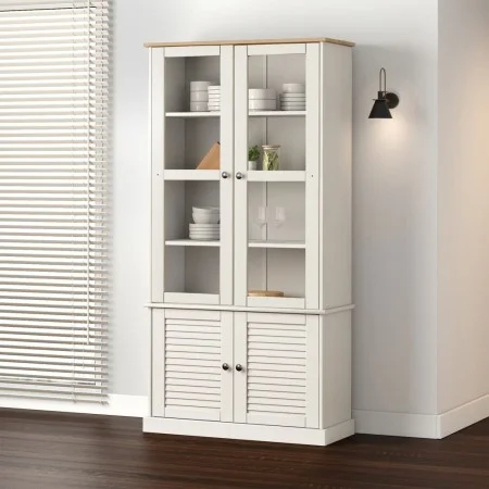 VIGO Vitrine mit Vitrine Kiefer massiv weiß 85x35x170 cm von vidaXL, Bücherregale und Regale - Ref: Foro24-353194, Preis: 315...