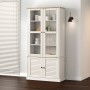 Armario con vitrina VIGO madera maciza pino blanco 85x35x170 cm