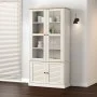 VIGO solid white pine wood cabinet with display case 85x35x170 cm by vidaXL, Bookcases and shelves - Ref: Foro24-353194, Pric...