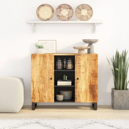 Sideboard with 2 solid mango wood doors 90x33x75 cm by vidaXL, Sideboards - Ref: Foro24-352925, Price: 196,64 €, Discount: %