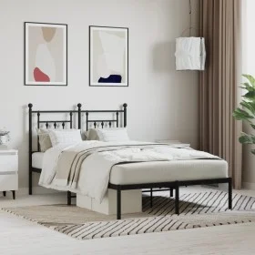Bed frame with black metal headboard 135x190 cm by vidaXL, Beds and slatted bases - Ref: Foro24-353536, Price: 110,79 €, Disc...