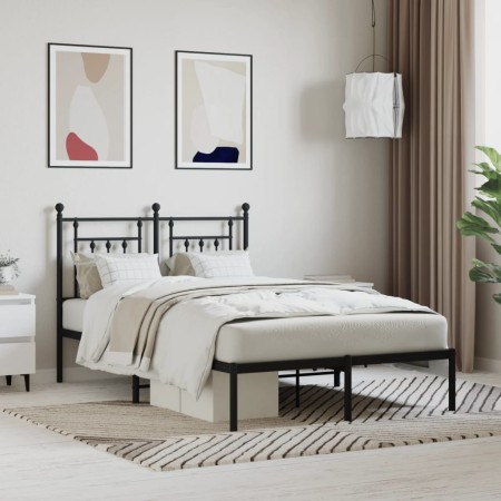 Bettgestell mit schwarzem Metallkopfteil 135x190 cm von vidaXL, Betten und Lattenroste - Ref: Foro24-353536, Preis: 107,47 €,...