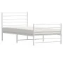 White metal bed frame with headboard and footboard 100x190 cm by vidaXL, Beds and slatted bases - Ref: Foro24-352380, Price: ...