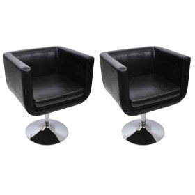 Taburetes de bar 2 unidades cuero artificial negro Taburetes de bar 2 unidades cuero artificial negro