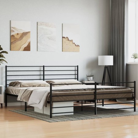 Black metal headboard and footboard bed frame 200x200 cm by vidaXL, Beds and slatted bases - Ref: Foro24-352344, Price: 129,8...