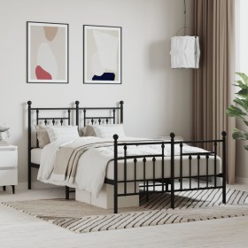 Black metal headboard and footboard bed frame 120x200 cm by vidaXL, Beds and slatted bases - Ref: Foro24-353553, Price: 132,7...