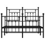 Estructura de cama cabecero y estribo metal negro 120x200 cm