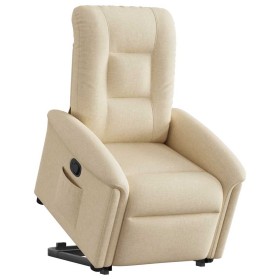 Sillón reclinable elevable de tela color crema