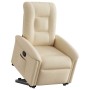 Sillón reclinable elevable de tela color crema