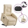 Sillón reclinable elevable de tela color crema