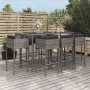 Garden table and high stools 9 pieces with gray PE rattan cushions by vidaXL, Garden sets - Ref: Foro24-3200654, Price: 737,9...