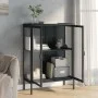 Aparador alto vidrio y acero negro 75x35x105 cm de vidaXL, Aparadores - Ref: Foro24-353003, Precio: 193,04 €, Descuento: %