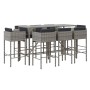 Garden table and high stools 9 pieces with gray PE rattan cushions by vidaXL, Garden sets - Ref: Foro24-3200654, Price: 737,9...