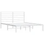 Bettgestell aus weißem Metall mit Kopfteil 140x200 cm von vidaXL, Betten und Lattenroste - Ref: Foro24-352369, Preis: 92,44 €...