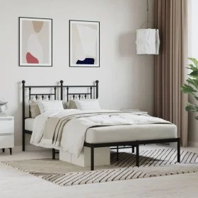 Bed frame with black metal headboard 120x200 cm by vidaXL, Beds and slatted bases - Ref: Foro24-353535, Price: 108,82 €, Disc...
