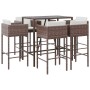 Gartenhochstuhl und Hocker Set 7 Stück mit Kissen aus PE-Rattan Braun von vidaXL, Gartensets - Ref: Foro24-3200656, Preis: 56...