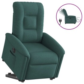 Sillón eléctrico reclinable elevable de tela verde oscuro