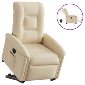 Sillón eléctrico reclinable elevable de tela color crema