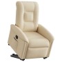 Sillón eléctrico reclinable elevable de tela color crema