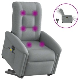 Sillón de masaje eléctrico reclinable elevable tela gris claro en Sillones | Comprar online en Foro24