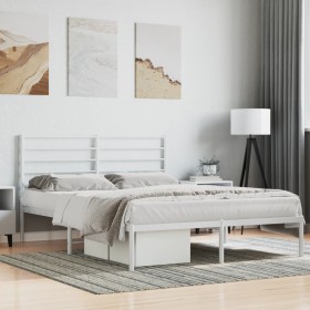 Estructura de cama de metal con cabecero blanca 135x190 cm