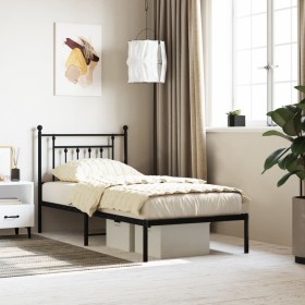 Estructura de cama con cabecero metal negro 90x190 cm de vidaXL, Camas y somieres - Ref: Foro24-353529, Precio: 74,21 €, Desc...