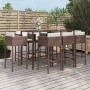 Garden table and high stools 9 pieces and brown PE rattan cushions by vidaXL, Garden sets - Ref: Foro24-3200650, Price: 741,8...