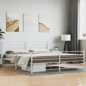 Estructura cama metal con cabecero y estribo blanco 200x200 cm de vidaXL, Camas y somieres - Ref: Foro24-352393, Precio: 123,...
