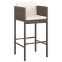 Garden table and high stools 9 pieces and brown PE rattan cushions by vidaXL, Garden sets - Ref: Foro24-3200650, Price: 741,8...