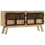 Aparador de madera maciza de mango marrón y negro 160x30x76 cm de vidaXL, Aparadores - Ref: Foro24-353306, Precio: 474,56 €, ...
