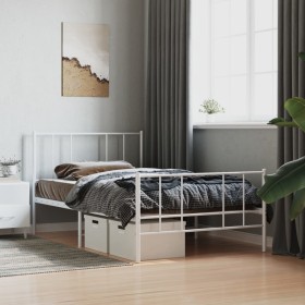 Estructura cama metal con cabecero y pie cama blanca 80x200 cm